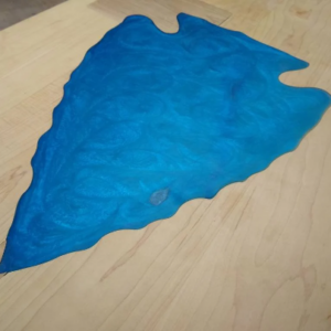Blue epoxy arrowhead coffee table
